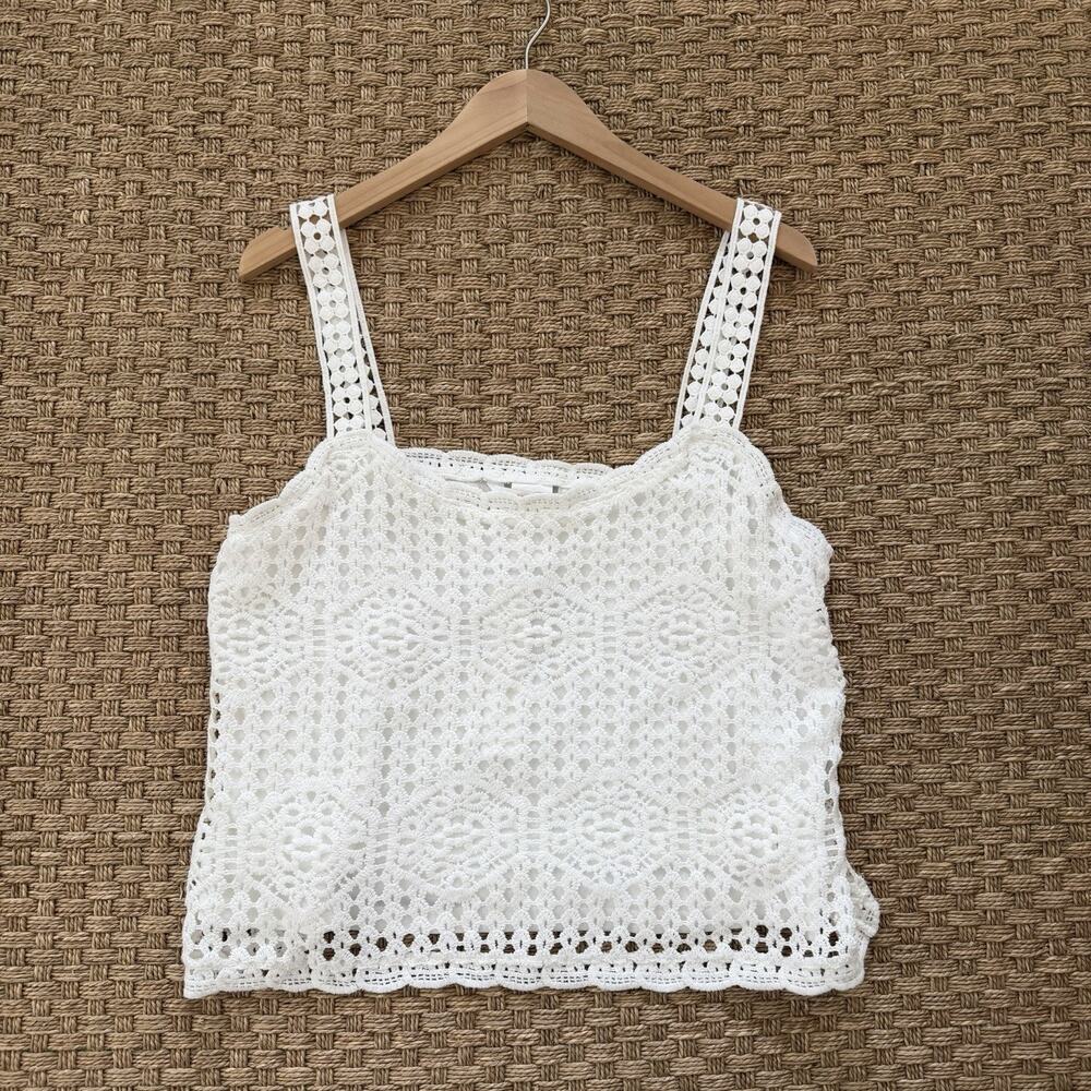 NWT La Blanca Resort Wear Waverly Covers Over The Shoulder Tank Top Ivory Size L